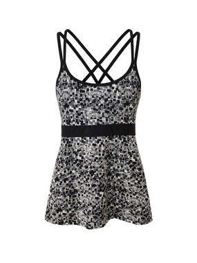 Soybu Pixel Pattern Strappy Lightweight Yoga Workout Tank Top Criss Cross Straps